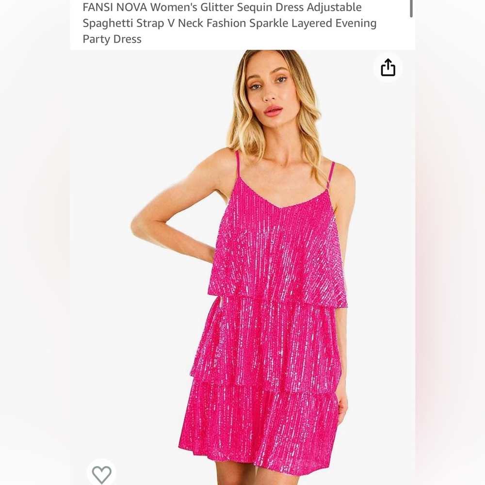 FANSI NOVA Women's Glitter Sequin Dress Adjustable Spaghetti Strap Dress